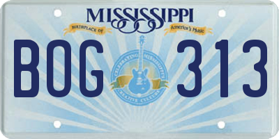 MS license plate BOG313