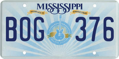 MS license plate BOG376