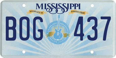 MS license plate BOG437