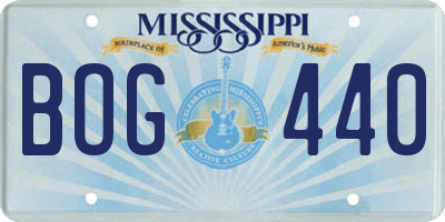 MS license plate BOG440