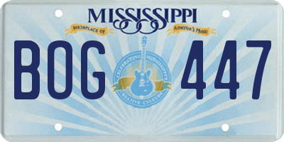 MS license plate BOG447