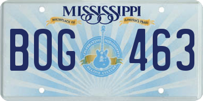 MS license plate BOG463