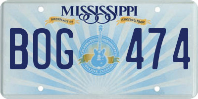 MS license plate BOG474