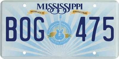 MS license plate BOG475