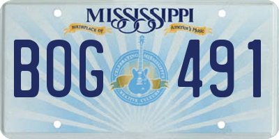 MS license plate BOG491