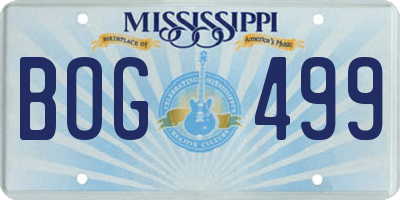 MS license plate BOG499