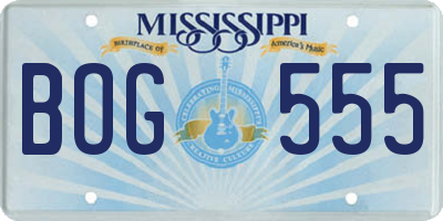 MS license plate BOG555