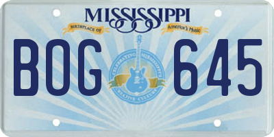 MS license plate BOG645