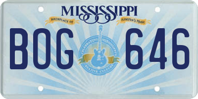 MS license plate BOG646
