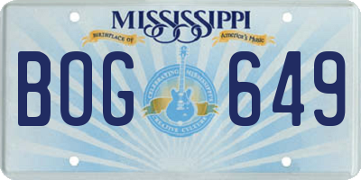 MS license plate BOG649