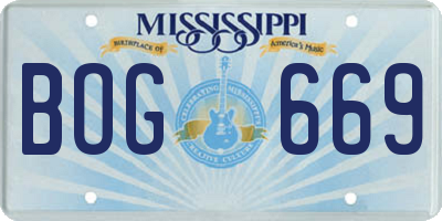 MS license plate BOG669