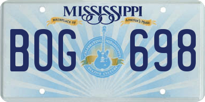 MS license plate BOG698