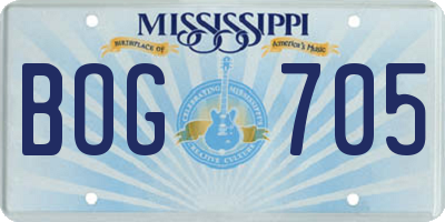 MS license plate BOG705