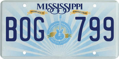 MS license plate BOG799