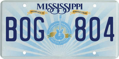 MS license plate BOG804