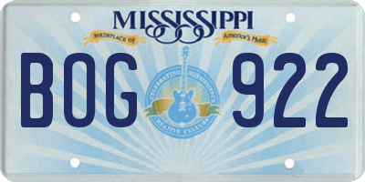 MS license plate BOG922