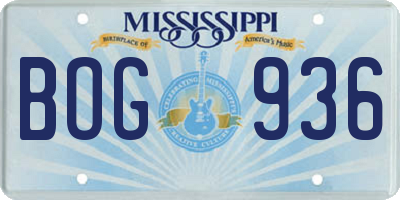 MS license plate BOG936