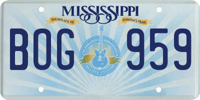 MS license plate BOG959