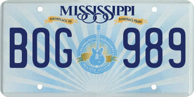 MS license plate BOG989