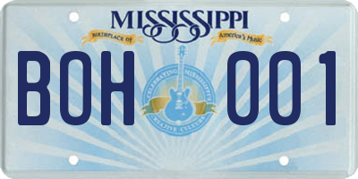 MS license plate BOH001
