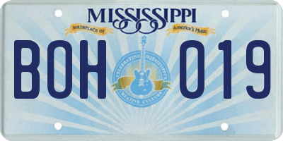MS license plate BOH019