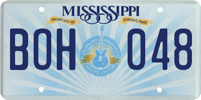 MS license plate BOH048