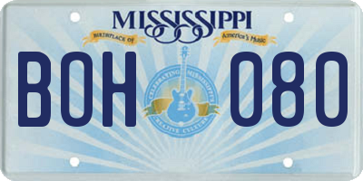 MS license plate BOH080