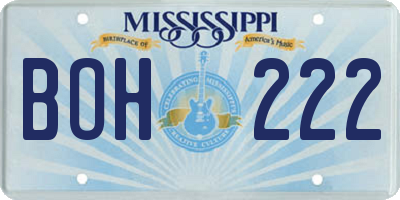 MS license plate BOH222