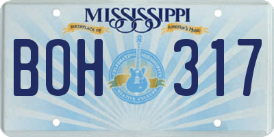 MS license plate BOH317