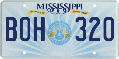 MS license plate BOH320