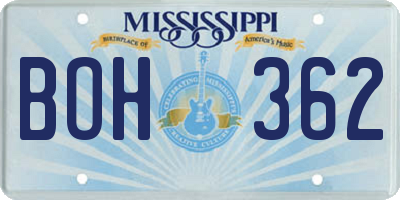 MS license plate BOH362