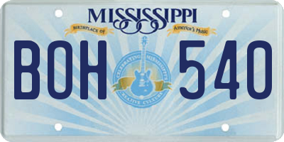 MS license plate BOH540