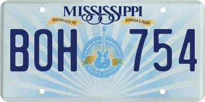 MS license plate BOH754
