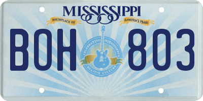 MS license plate BOH803