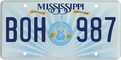 MS license plate BOH987