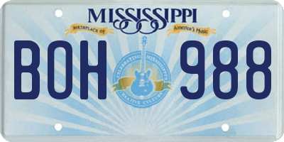 MS license plate BOH988