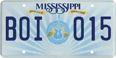 MS license plate BOI015