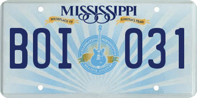 MS license plate BOI031