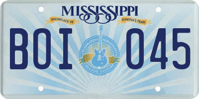 MS license plate BOI045