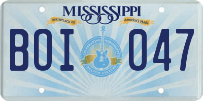 MS license plate BOI047