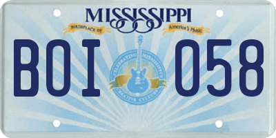 MS license plate BOI058