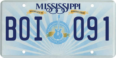 MS license plate BOI091