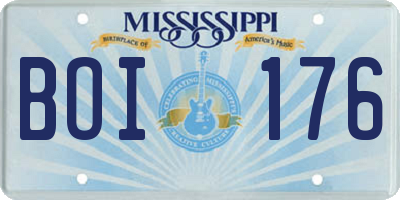 MS license plate BOI176
