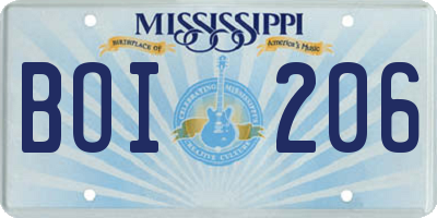 MS license plate BOI206