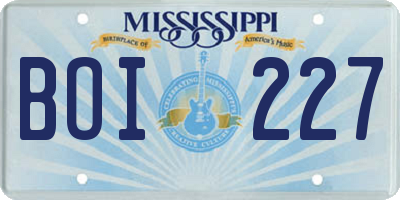 MS license plate BOI227