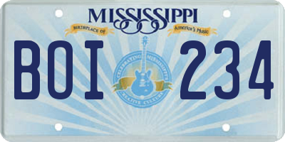 MS license plate BOI234