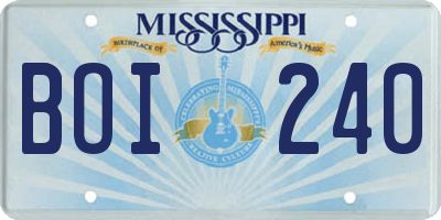 MS license plate BOI240