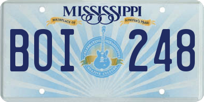 MS license plate BOI248