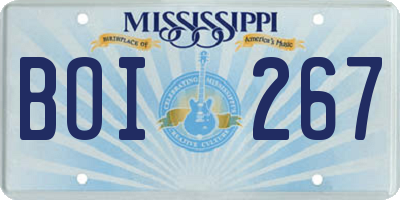 MS license plate BOI267