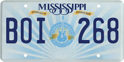 MS license plate BOI268